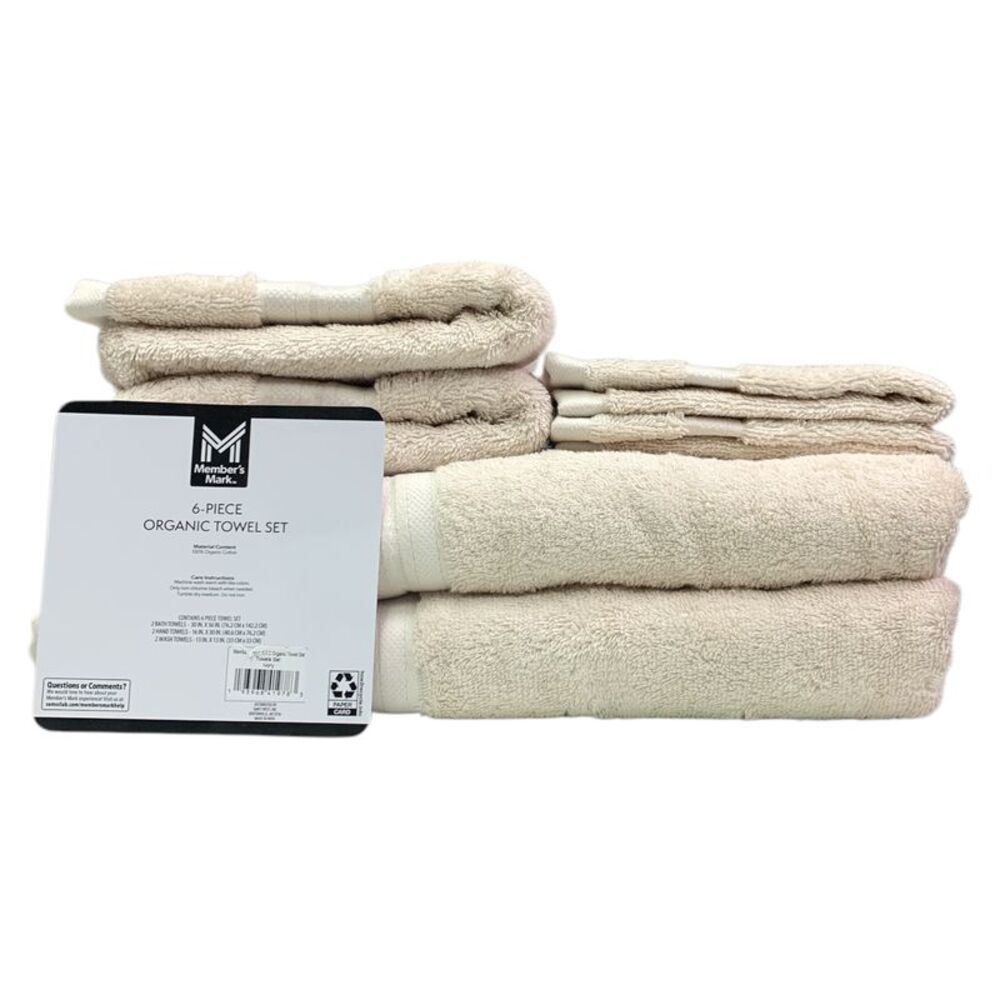 Member's Mark 6-Piece Organic Cotton Bath, Hand, and Wash Towel Set - Ivory